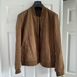 MNG Brown Faux-Suede Bomber Jacket